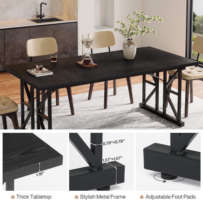 63-Inch Wooden Rectangle Kitchen Table