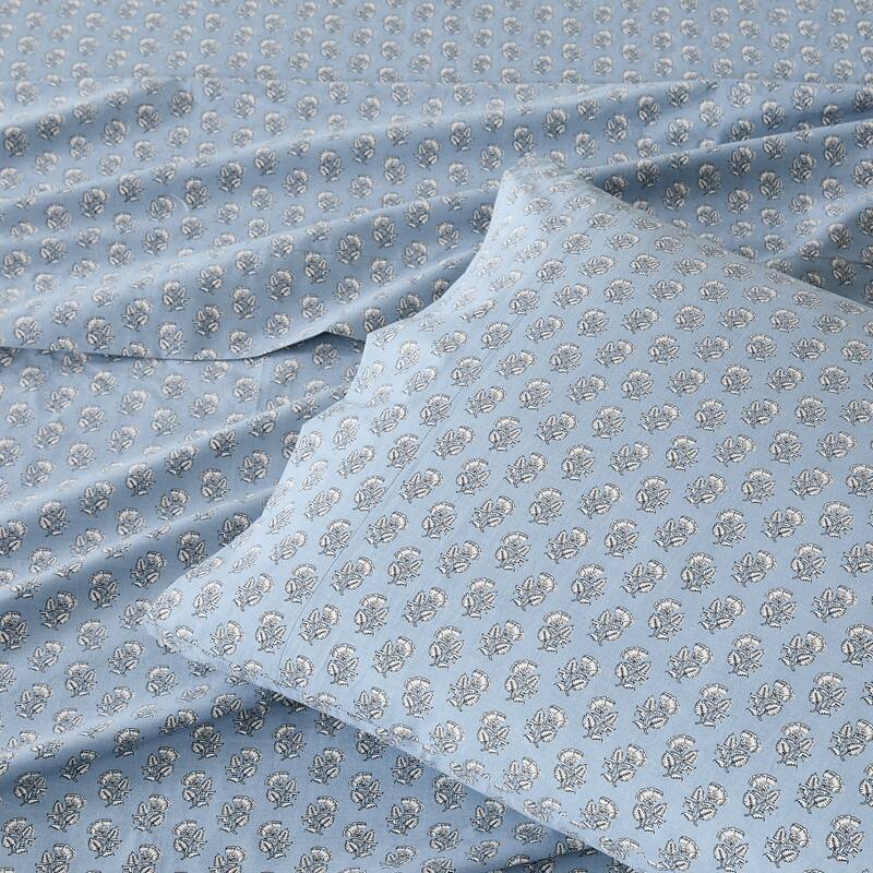 Lush Decor Freesia Blue Cotton Sheet Set