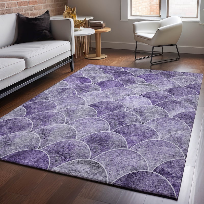 Premium Washable Super Soft Contemporary Geo Mayfield Rug - Purple - 8' x 10' - Rectangle