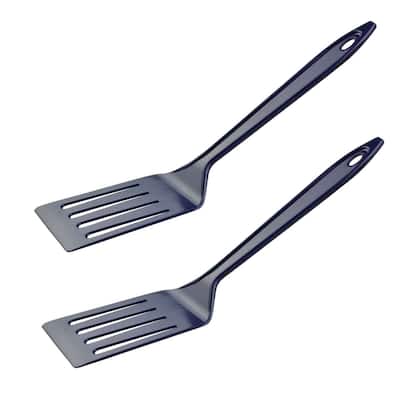 Hutzler 11-inch LOPOL Reinforced Nylon Slotted Spatula Turner, Set of 2 - Blue