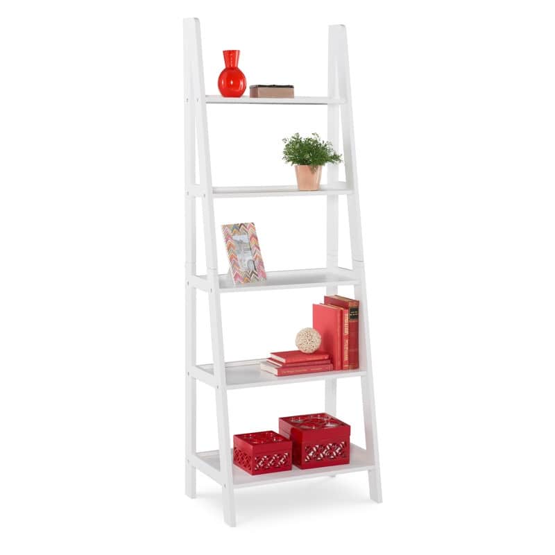 Freya 5-tier Ladder Bookshelf - White