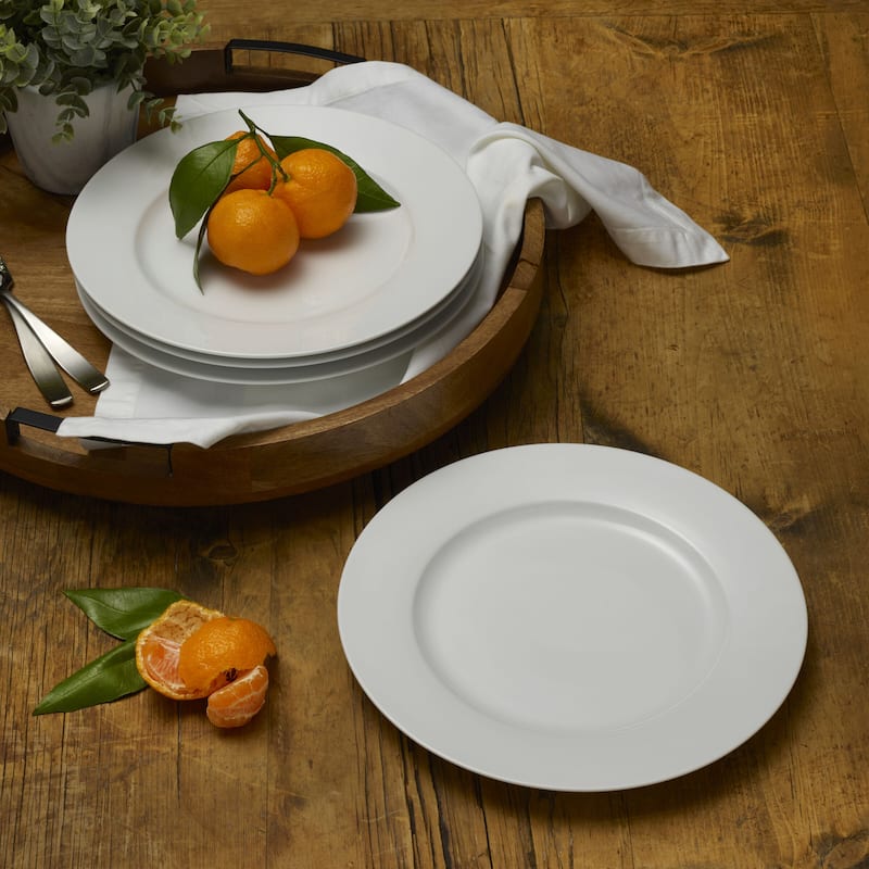 Everyday White Set of 4 Classic Rim Dinner Plate, 10.75 Inch - 10.75 Inch
