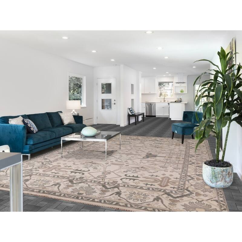 Earth Tone Oushak Area Rug Handmade Wool Carpet - 9'0"x 12'0"