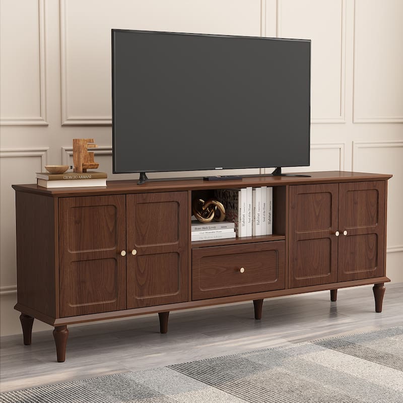 67" Mid-Century TV Stand for TVs up to 75", Brown