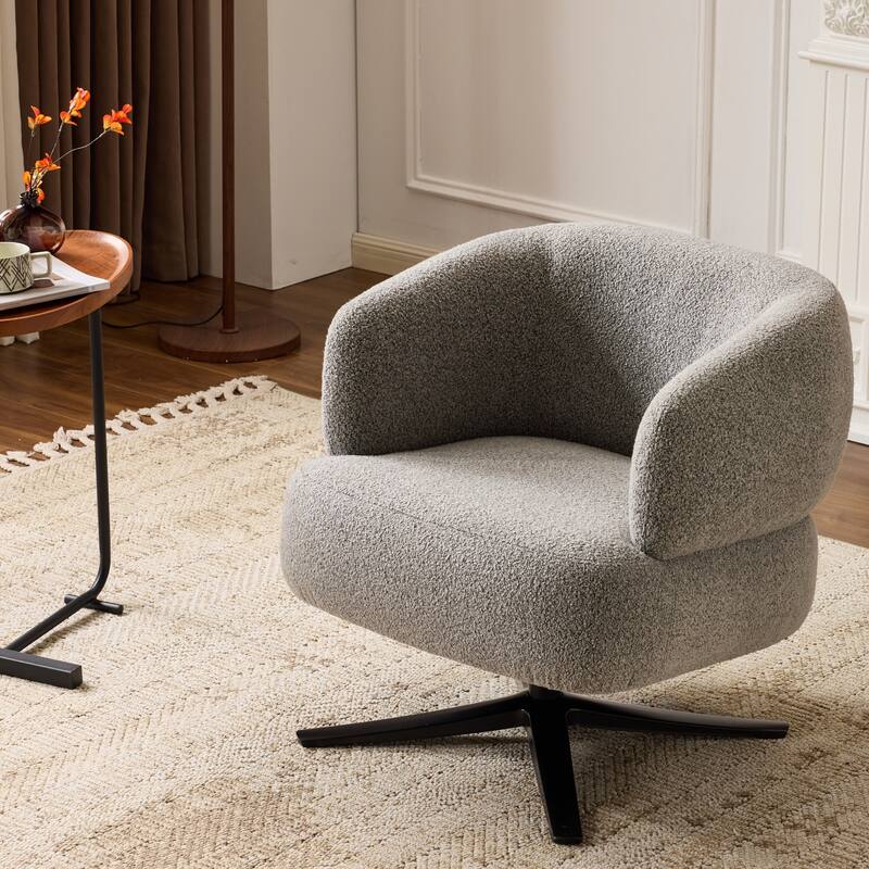 Swivel Chair Leisure Chair Side Chair, Rustic Accent Chair Antique Grey Reception Chair Reading Chair Armchair