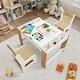 preview thumbnail 7 of 10, Wooden Kids Play Table and 2 Chairs Set with 7 Storage Compartments