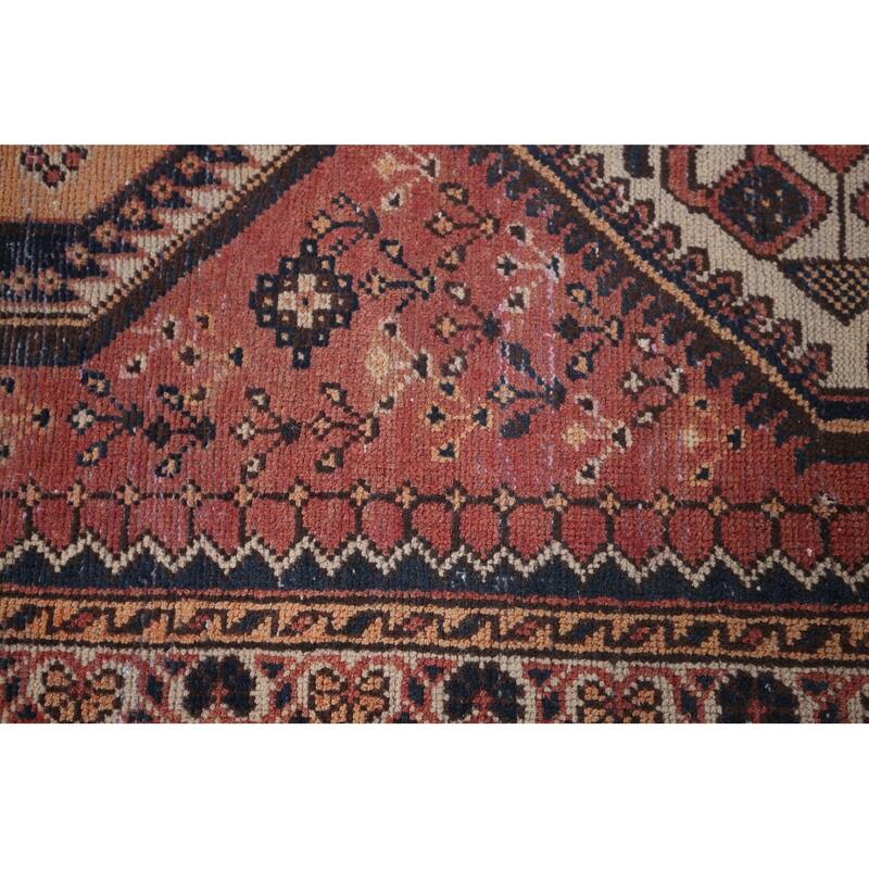 Distressed Bakhtiari Vintage Persian Runner Rug Handmade Wool Carpet - 3'7" x 9'9"