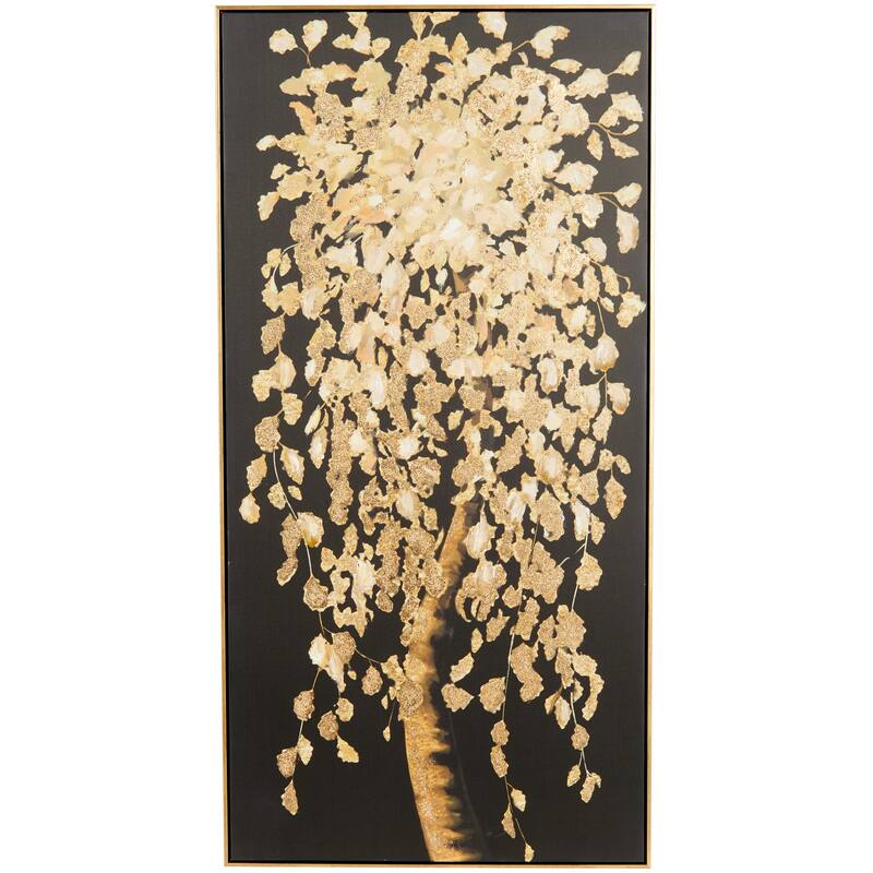 Black Polystone Tree Framed Wall Art with Gold Foil Accents