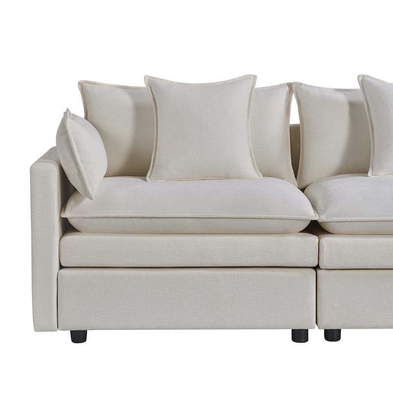 108.66"Chenille L-shaped Sectional Sofa with Convertible Chaise,Comfy Cloud Couch Deep Sectional Sofa with Ottomans