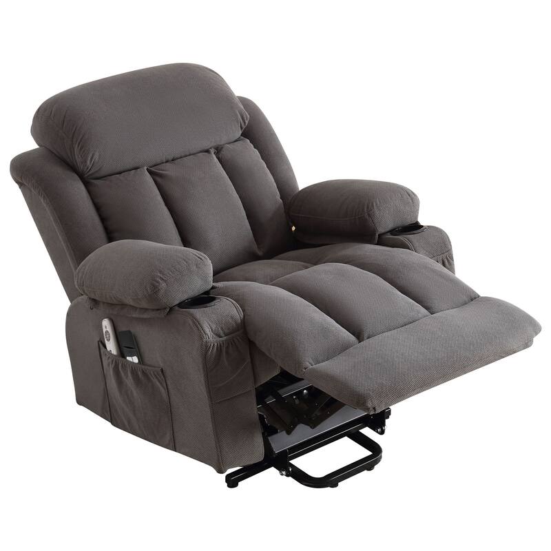 Power Lift Recliner Chair with Heat and Massage Electric Fabric Recliner Chair for Elderly, USB Charge Port, Remote Control
