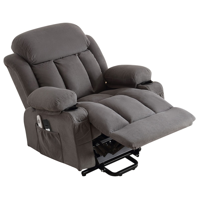 Swivel Rocker Recliner Chair with Vibration Massage & Heat, USB Port & Cup Holders for Living Room