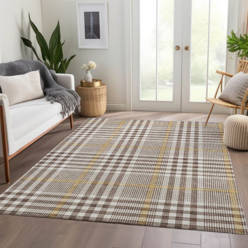 Premium Washable Super Soft Modern Plaid Mayfield Rug