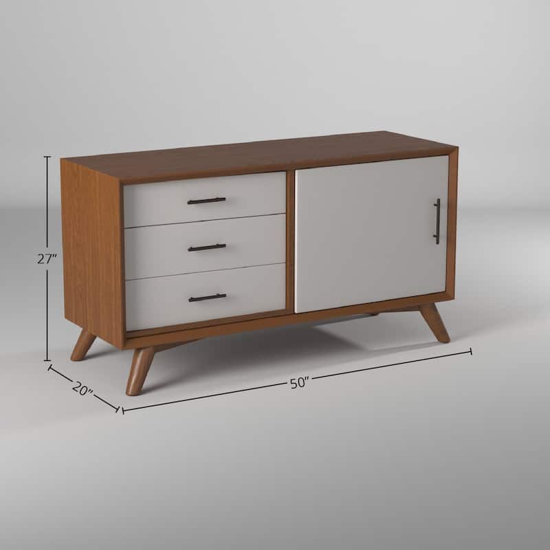 Flynn Small Wood TV Console in Acorn-White