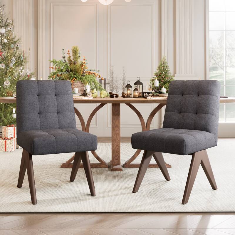 Mid Century Modern Dining Chair Set of 2 - Dark Gray