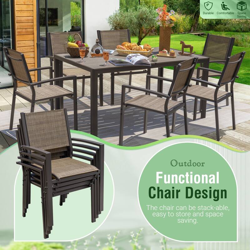 Furniwell 7 Pieces Patio Dining Set Outdoor Furniture Set with Rectangular Table