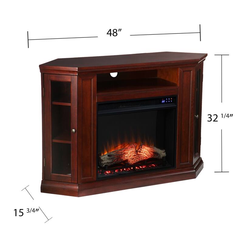 48 in. Freestanding Wooden Smart Electric Fireplace TV Stand in Black ideal for elegant interior styling,
