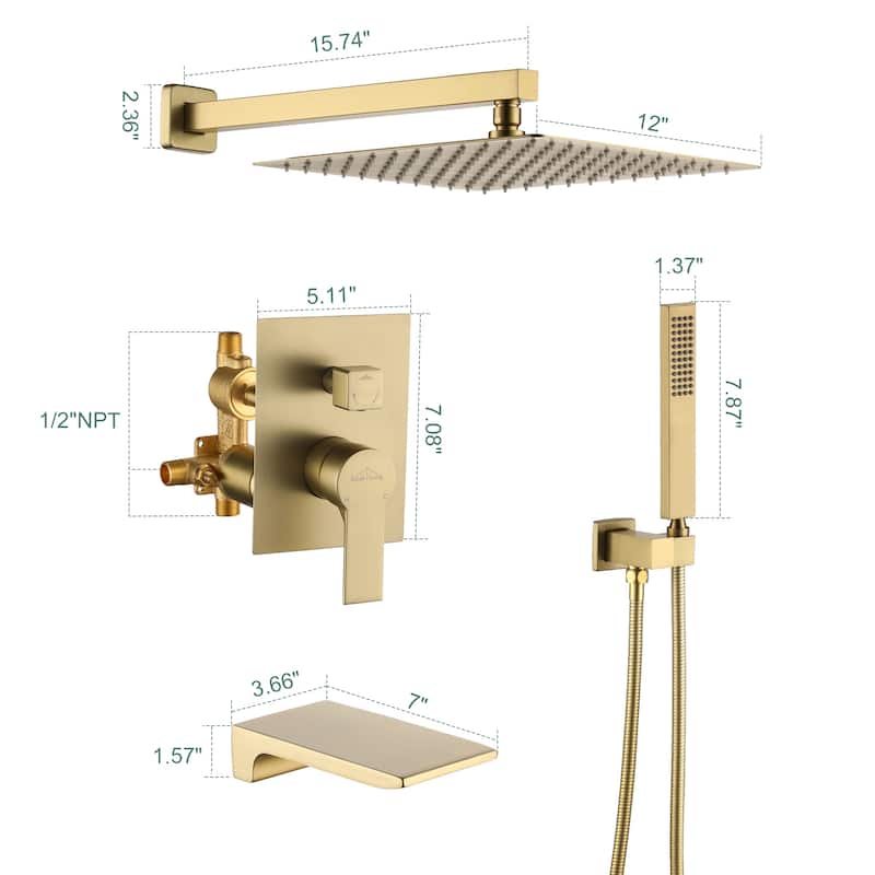 Wall Mount Shower Faucet and Tub Faucet with 10 inch Fixed Shower Head