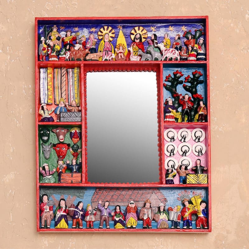 Handmade Chapel of Bethlehem Retablo wall mirror (Peru)
