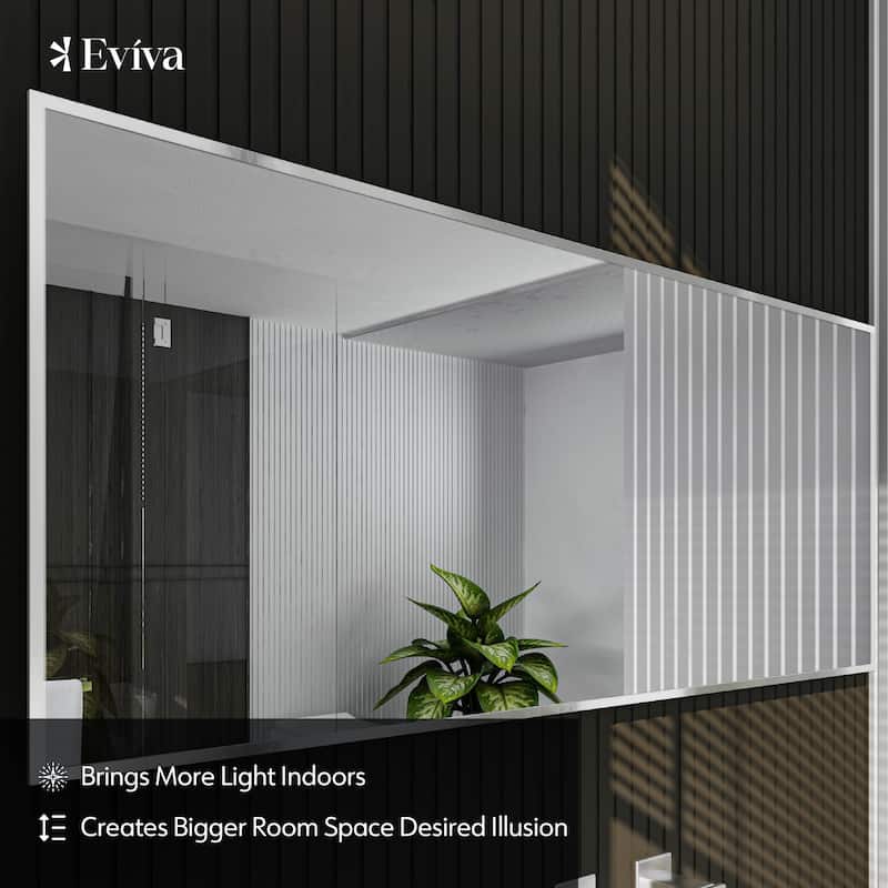 Eviva Sax 72" x 30" Rectangular Brushed Nickel Metal Framed Mirror - Brushed Nickel