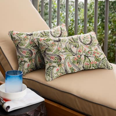 Green and Blue Paisley Corded Lumbar Pillows (Set of 2) by Havenside Home
