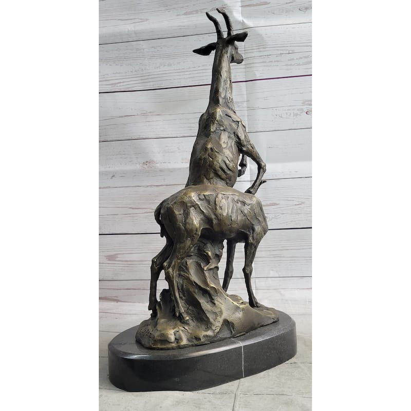 Two Gazelle Antelope Kudu Bronze Wildlife Genuine Bronze Sculpture Figurine