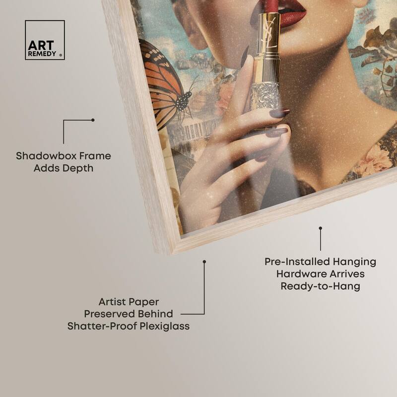 Iconic Lady Butterfly Collage II Shadowbox by Art Remedy