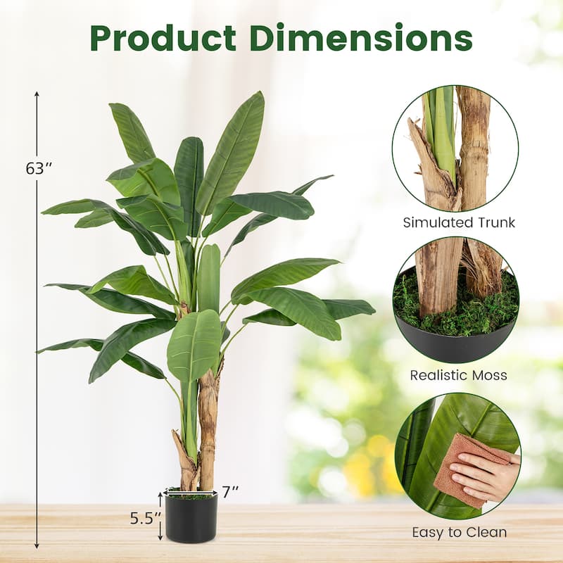 Gymax 2PCS 5.3 FT Tall Bird of Paradise Artificial Plant Large Fake - See Details