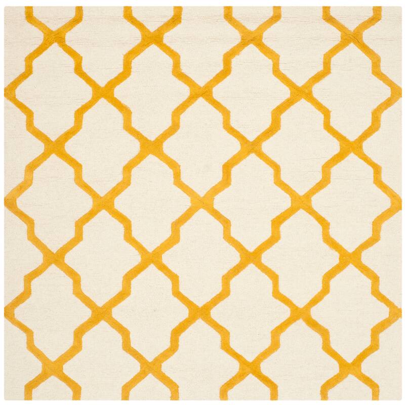 SAFAVIEH Handmade Cambridge Eirny Moroccan Trellis Wool Rug - 8' Square - Ivory/Gold
