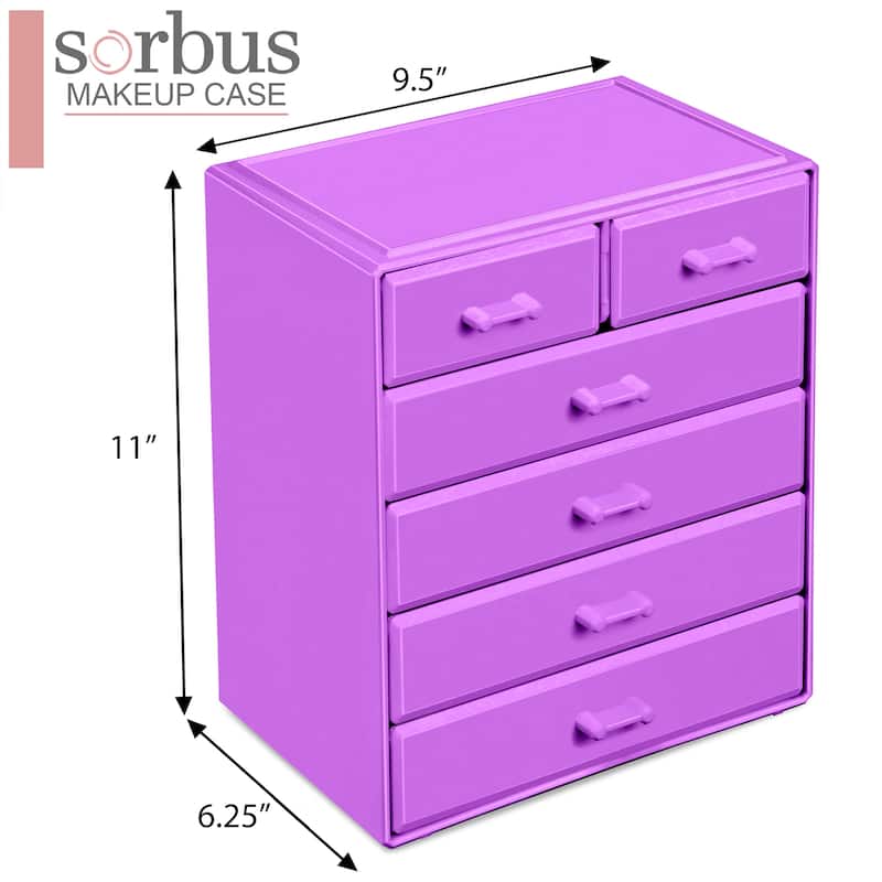 Sorbus Large Acrylic Makeup Organizer and Jewelry Storage Case - 9.50" L x 6.25" W x 11.25" H