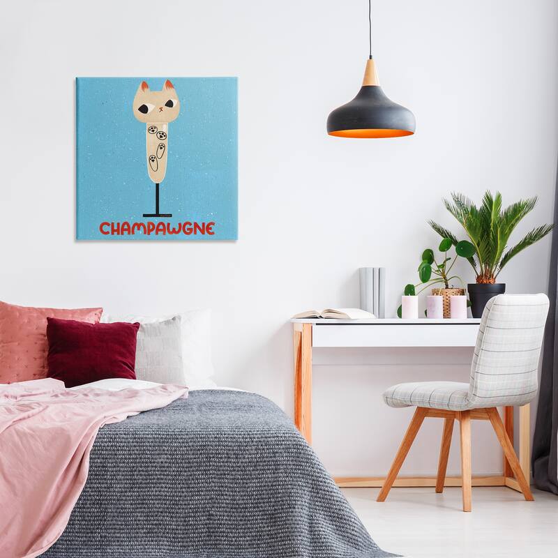 Stupell Champawgne Feline Wine Canvas Wall Art Design By Carrie Cantwell