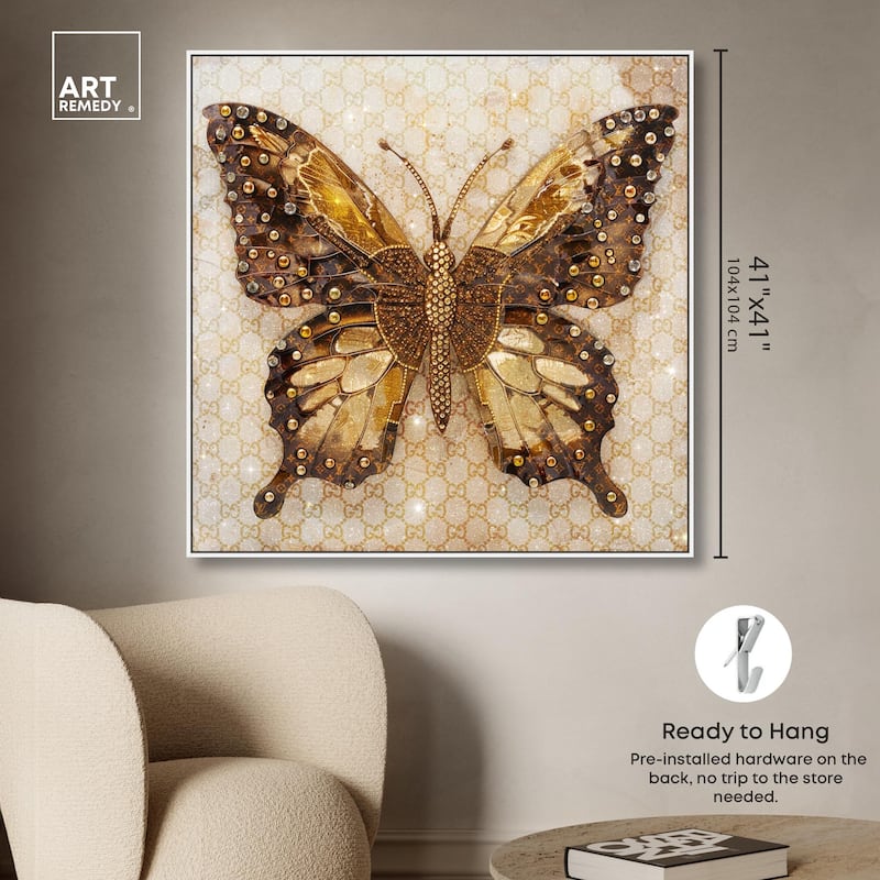 Glittering Elegant Butterfly Canvas by Art Remedy