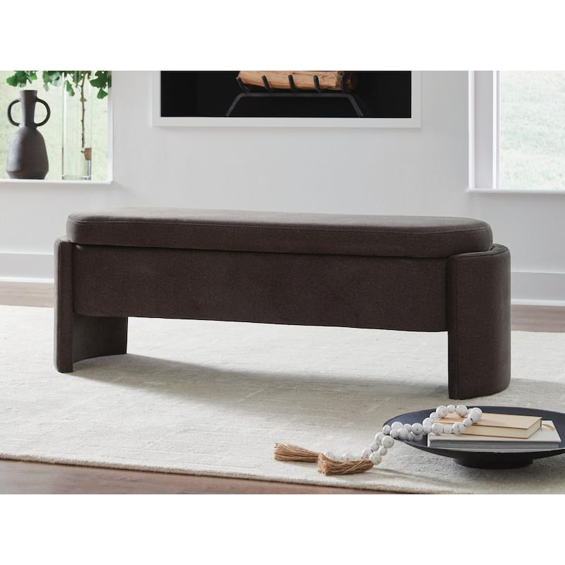Signature Design by Ashley Vavuniya Dark Brown Storage Bench - 55" W x 18" D x 19" H - 55" W x 18" D x 19" H - Dark Brown