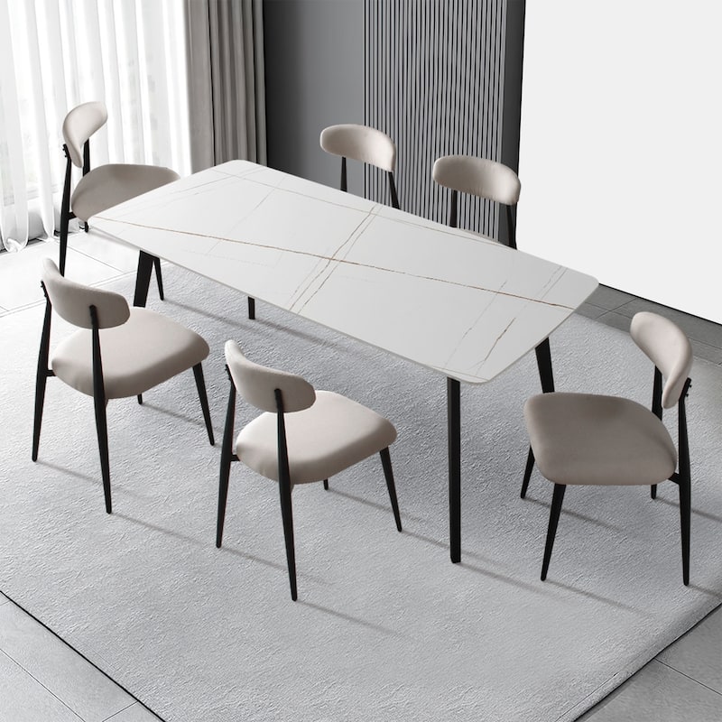 Upholstered Dining Chairs with Metal Legs Set of 6