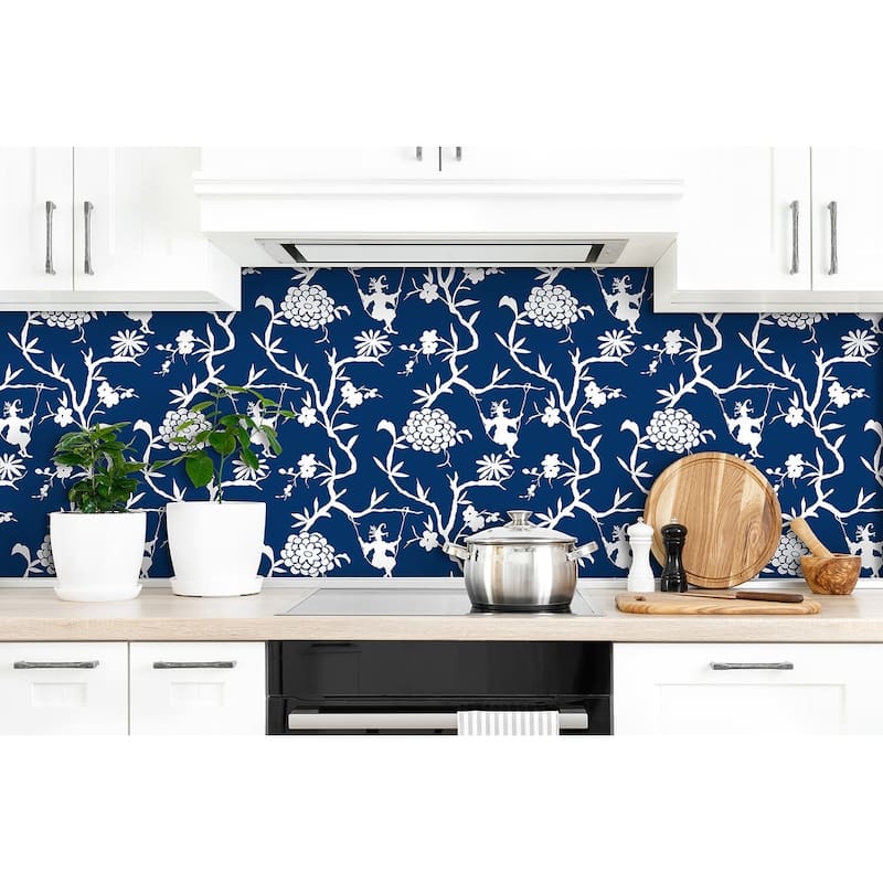 NextWall Chinoiserie Silhouette Peel and Stick Wallpaper