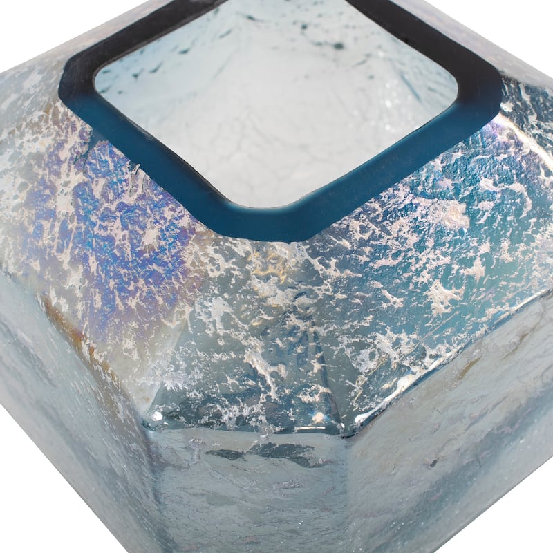 Allan Andrews Arctic Blue Contemporary Geometric Glass Vase