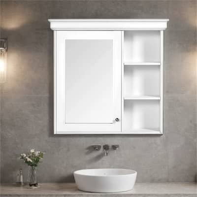 Wall Mounted Bathroom Medicine Cabinet w/ Mirror and Adjustable Shelf