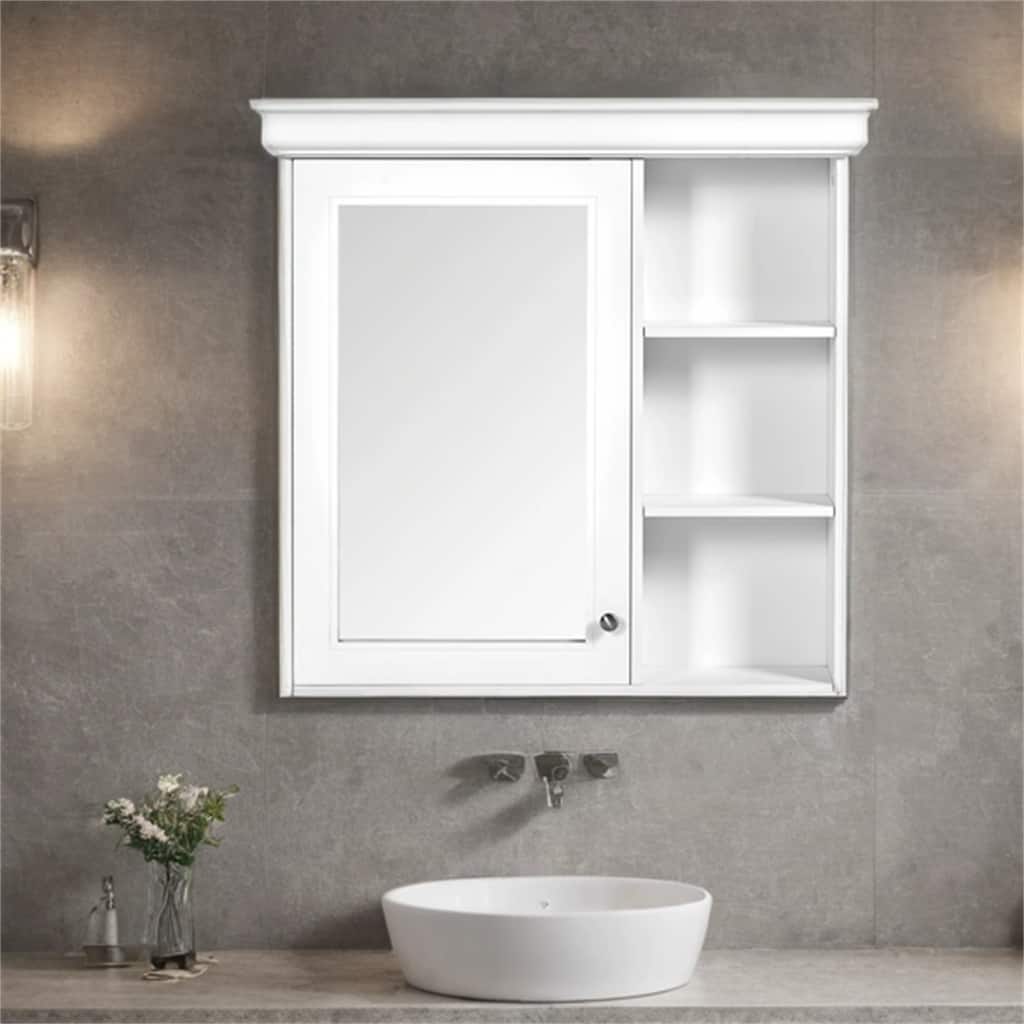 Wall Mounted Bathroom Medicine Cabinet w/ Mirror and Adjustable Shelf