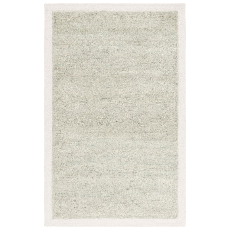 SAFAVIEH Handmade Metro Kleanthi Border Wool Rug - 6' Square - Sage/Ivory