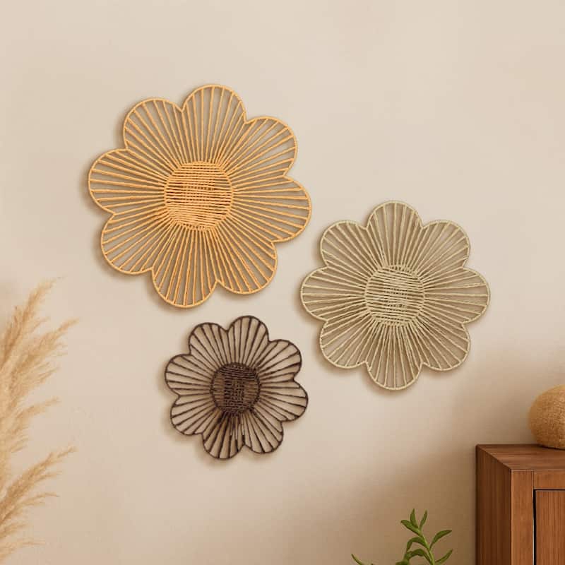 American Art Decor Woven Paper Rope Wall Decor, Set of 3