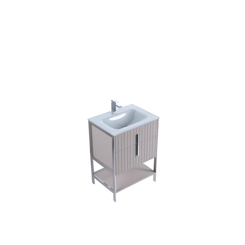 Fine Fixtures Serenity Modern Bathroom Vanity with White Glass Top