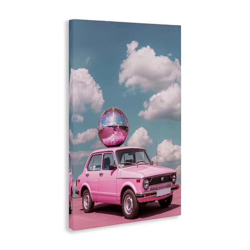 Stupell Disco Ball Car & Clouds Canvas Wall Art Design By LSR Design Studio