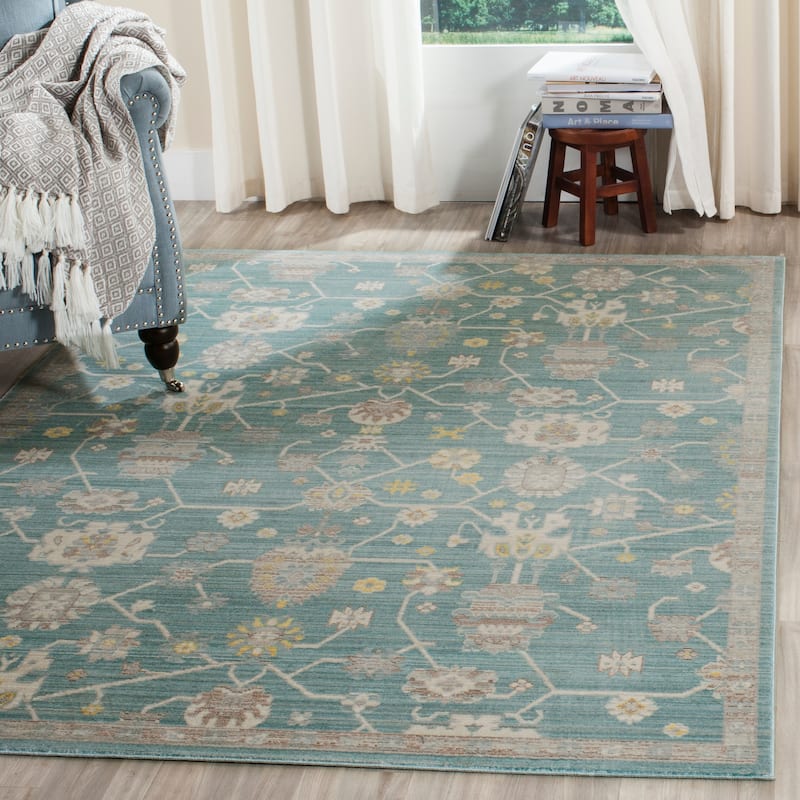 SAFAVIEH Valencia Raushan Distressed Vintage Boho Oriental Polyester Rug - 9' x 12' - Steel Blue