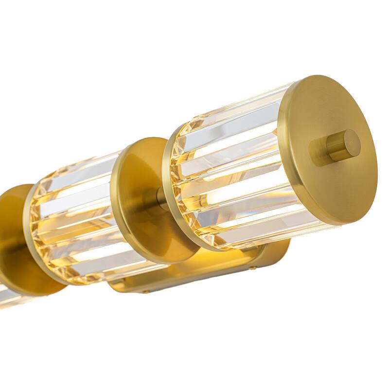 Modern Gold LED Vanity Wall Sconce Crystal Bathroom Light 3-Light