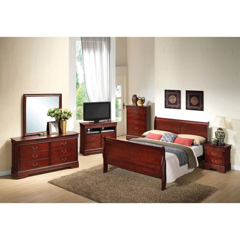 Wooden Sleigh Full Platform Bed - 90" - Brown