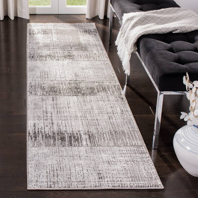 SAFAVIEH Craft Sadula Modern Abstract Rug - 2'3" x 8' Runner - Grey/Dark Grey