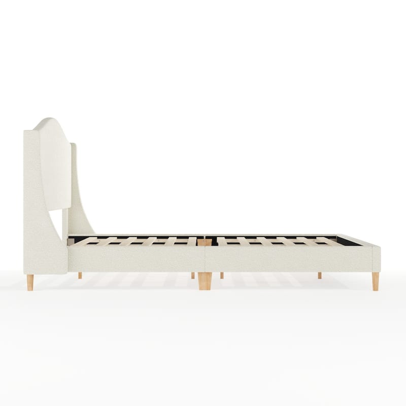 Martha Stewart Upholstered Platform Bed with Curved Headboard