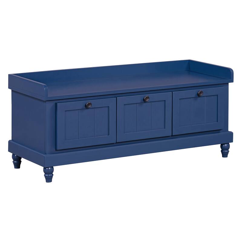 Storage Bench with Cushioned Seat & 3 Drawers, Wooden Entryway Storage Bench, Shoe Bench with Hidden Storage Space