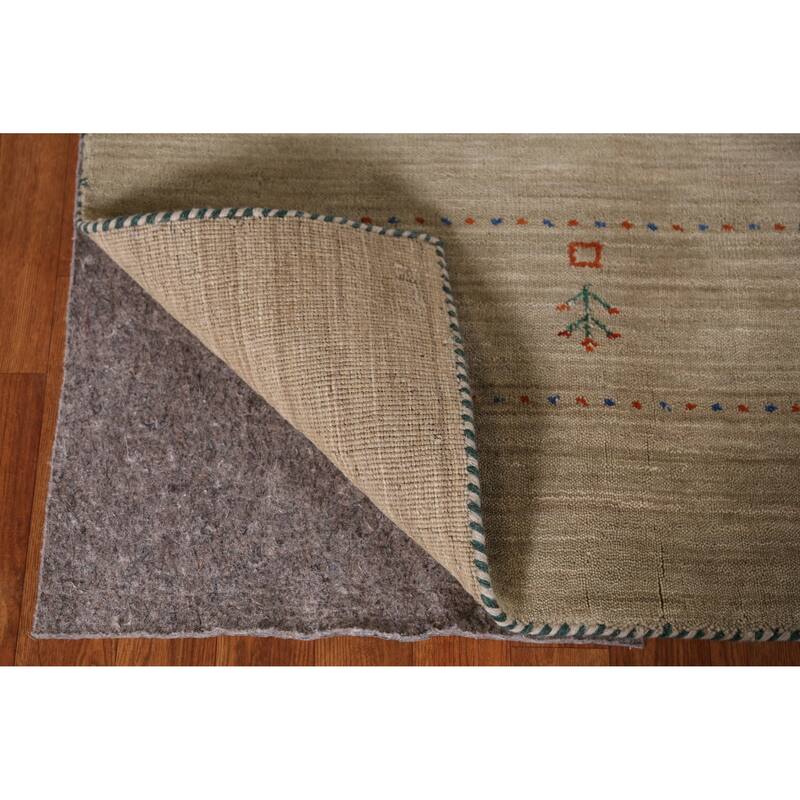 Hand Knotted Oriental 100% Wool Carpet Tribal Tribal Beige & Ivories Gabbeh Area Rug - 9' 8'' X 8' 1''