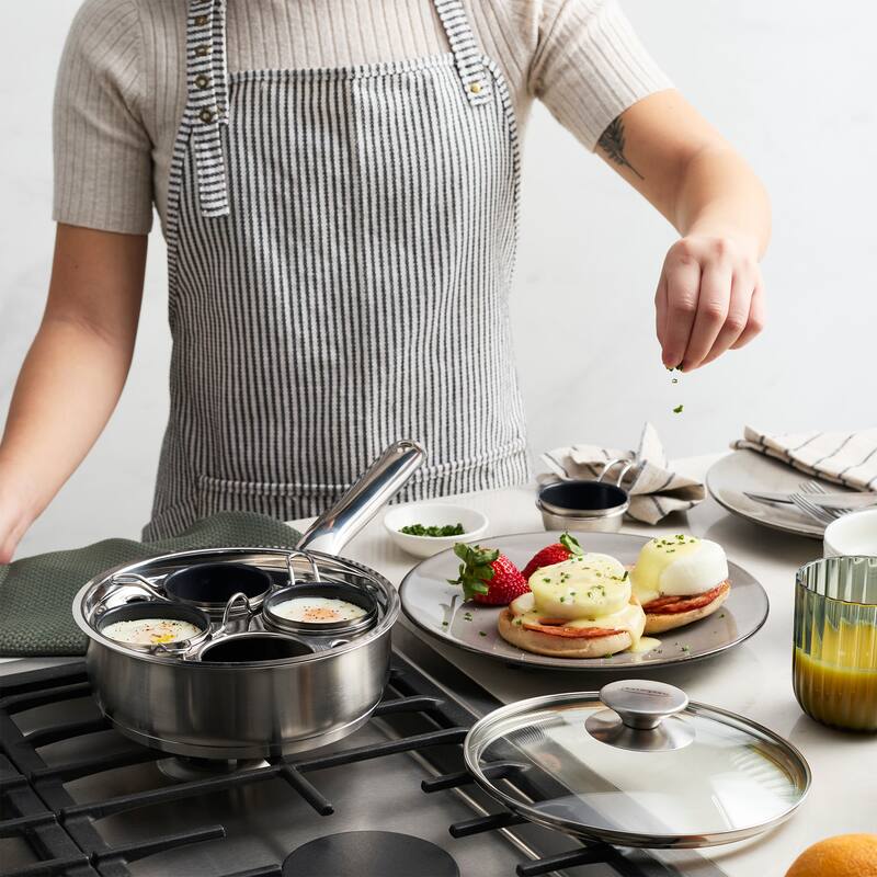 Demeyere Resto 4-cup Stainless Steel Egg Poacher Set - 4-pc