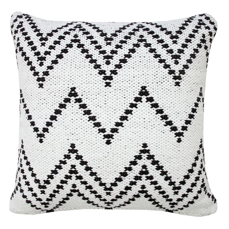 Sevita Modern Woven Chevron Throw Pillow - Cover Only - White/Black